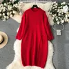 Robes décontractées SuperAen 2024 Pull coréen pour femmes Automne et hiver Lâche Split Design Robe tricotée haut de gamme