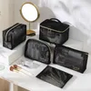 double -layer Mesh Transparent Cosmetic Bags Small Large Black Makeup Cases Portable Travel Toiletry Organizer Lipstick Storage M2xJ#