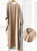 Casual Dresses 2024 Summer Champagne Gold Sexig V Neck Nacing Up Plunging Batwing Sleeve Plus Size Beach Dress Women Beachwear Maxi Q877