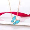 La déesse de la mode doit aimer le collier papillon bleu turquoise, plaqué or 18 carats, chaîne de collier papillon de haute apparence!