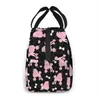 pink Poodles And Bows Portable Insulated Lunch Bag For Women Men Cooler Tote Box For Travel Work B3qL#