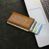 Persalizowane inicjały Nazwa Busin RFID Portfel karty kredytowej dla mężczyzn Dostosowane DIY Grawerowane portrety Portfele Małe torebkę W20K#