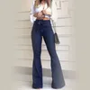 Damesbroeken Vrouw Relaxed Fit Baggy Kleding Soild Destroyed Flare Jeans Elastische taille Bell Bottom Zoom Denim Koreaanse zomer