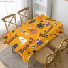 Bordduk Halloween Pumpkin Castle Rectangle Tracloth Kitchen Table Decor återanvändbar vattentät bordduk Holiday Party Decorations Y240401