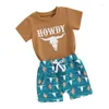 Clothing Sets Toddler Baby Boy Western Clothes Summer Cowboy T-shirt And Shorts Set Casual Short Sleeve Outfit 2 Piece