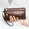 pu läder kvinno plånböcker Fallow LG Damer Double Zipper Wallet Clutch Bag Design Red Purse Crocodile Purses B2KB#