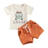 Zestawy odzieży 2PCS Born Baby Boys Suit Suit Casual Short Rleeve Car Print T-shirts Projektów sznurka