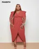 Pulkritu plus size feminino puff manga curta envoltório lado alto split bodycon midi maxi vestido longo sexy festa até vestidos 240322