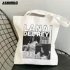 Lana Del Rey Fans imprimés Sacs Femmes Shopper Sac à bandoulière Boutique Sacs Filles Carto Toile Fans Sac à main Sac fourre-tout haute capacité 92kO #