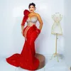 2024 Plus Size Aso Ebi Prom -klänningar för speciella tillfällen Kvällsklänningar Eleganta långa ärmar PESKINADE LACE ILLUSION BEADED Birthday Clows Reception GOWN AM636