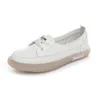 Fitness Shoes Women Flats Spring Summer White Genuine Leather Loafers Non-Slip Pregnant Breathable Walking Oxford Flat