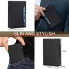 carb Fiber Genuine Leather Aluminum Alloy Card Holder Multi-functial RFID Anti-theft Swipe Card Holder for Men k9GW#