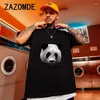 Men's T-skjortor Zazomde Summer Hip Hop Streetwear Men T-shirt överdimensionerade Panda Vintage Shirt 260gsm bomullstskjorta unisex toppar tees kläder