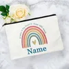 Vit persediserat namn påse Kvinna Rainbow Print Makeup Bag Lagring Pouch toalettartiklar Lagring Kosmetisk Pocket Gift för lärare 03q7#