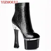 Boots Fashion Women's 17-18 Cm Thick Soles Spring And Autumn High Heels 7-8 Inches Serpentine Upper Square Ankle