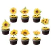 Party Decoration Sunflower tema Cake Topper 2024 Creative Paper Cup Flag Insertion Happy Birthday Decorations Baby Shower