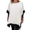 Blouses Femmes Élastique Femmes Top Élégant Été Casual Tops Avec Manches Chauve-Souris Conception De Bloc De Couleur Coupe Ample Tendance Pour Streetwear