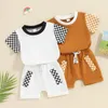 Ensembles de vêtements Enfants Bébé Garçons Vêtements d'été Plaids T-shirt à manches courtes à col rond et short à taille élastique Casual Boy Two-Pièce Activewear