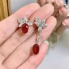 SpringLady – boucles d'oreilles en or blanc 18 carats, pierres précieuses saphir rouge de 7 à 9MM, cadeau d'anniversaire pour femmes, bijoux en argent Sterling 925