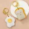 kawaii Carto Fried Egg Planet Bus ID Card Protecti Cover Couple Gift Student Campus Badge Card Holders with Keychain y7Vx#