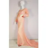 Stijlvolle zwangerschapspografie-jurk met lange mouwen pure mesh perspectief en elastische bodycon 240319