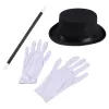 Kids Boys Circus Trench Tailcoat Costume Set Halloween Cosplay Party Fringe Tassel Shoulder Jacket with Hat Magic Wand Gloves