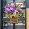 Flores decorativas delicadas exibição de flores cesta de simulação guirlanda artificial para ornamentos de casa e escritório