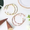 Boucles d'oreilles créoles pour femmes, Hyperbole, cercle esthétique, articulations en bambou, Piercing, couleur or Rose, vente en gros, bijoux E249