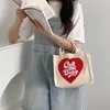 cute Lunch Bag Heart Shape Canvas Picnic Tote Cott Cloth Small Handbag Pouch Dinner Ctainer Food Storage Bags For Lunch Box G3bH#