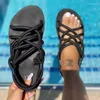 Casual Shoes 2024 Summer Women's Sandals Fashion Trend Comfortable Thick-Soled Beach Lace-Up Flat