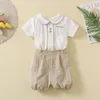 Ensembles de vêtements Bébé Garçons Vêtements Boutique Outfit Espagnol Tout-petits Chemise Blanche Courte 2pcs Pantalon À Carreaux Enfants Casual Enfants Costume