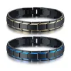 Bracelets GENTLEMAN BLEU ET NOIR DOUBLE FINITION BRACELET À LIEN EN ACIER INOXYDABLE POUR HOMMES BIJOUX