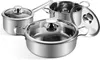 Cookware Sets Stainless Steel Set 6-Piece Pots And Pans Works With Induction Electric Gas Cooktops Oven Safe Stay-Cool