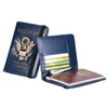eagle Print Card C Passport Holder PU Leather Wallets Change Purse with Elastic Cord for Women Men E3VL#