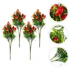 Flores decorativas 4 pçs simulação buquê de morango frutas morangos falsos mesa de casa diy decoração pvc ornamento floral pequeno escritório frutas