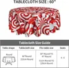 Table Cloth Swirl Candy Christmas Tablecloth Round Washable Cover For Kitchen Dining Picnic Party Indoor Outdoor Mats 60 Inch