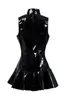 Vestidos de festa das mulheres senhoras wetlook vestido brilhante vinil couro rave trajes zíper sexy clubwear bodycon mini vestido