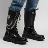 boots Men Fashion Motorcycle Boots Midcalf Military Combat Boots Gothic Belt Punk Boots Men Shoes Hightop Casual Boots Zapatos Hombre