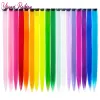 Clip color arcobaleno in capelli un pezzo clip sintetico su estensioni dei capelli colorati lunghi capelli finti dritti per donne bambini