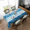 Tavolo stoffa estate spiaggia mare ondata di delfini tovaglie rettangolo di cucina decorazione tavolo in tessuto impermeabile decorazioni per feste natalizie y240401