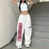 Carta de moda coreana impressão Joggers Sortpants Women Kpop Calças casuais dança de jazz Hiphop Hip Hop Womens Streetwear Y2K 240322