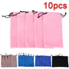 10pcs / lot sac à lunettes de soleil à cordon très doux pochette à lunettes étuis à lunettes sacs en matériau Veet S2XC #