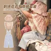 Kids Clothing Set 2023 Summer StRafina LM Girls Hat Shirt Overall Ins Baby Top Shorts Princess Embroidery Tank Short Pants Cap 240323