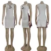 Yaz Tasarımcı Kapalı Omuz Elbise Mektubu Baskılı Elbiseler Kadın İnce Hızlı Kuru Mini Etek Amerikan Kadın Giysileri Bodycon Mini Etek