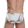 Mens Pad Enhance Swimming Briefs Sexig låg midja strandbräda surfing badkläder sommar marmor tryck manlig sportbaddräkter