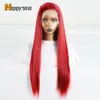 Bombshell Wine red 13*4 Synthetic Hair Front Lace Wig Glueless Heat Resistant Fiber Hair Natural Hairline Free Parting Women Korean high temperature fiber wig