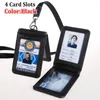 top Grade Genuine Leather ID Badge Holder Busin Cards Holders with Neck Lanyard Formal Staff Magnet Closed ID Card Name Tags 62WK#