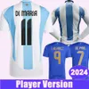 2024 Argentyna Mens Player Soccer Jerseys Drużyna narodowa Di Maria Martinez Romero de Paul Mac Allister J.Alvarez Tagliafico Home Away Football koszule