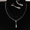 Necklace Earrings Set Sale Simple Silver Color Crystal Bride Jewelry Fashion Rhinestone Wedding Accessories
