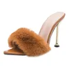 Sandals Shoes For Women Open Toe Sandal Fluffy Feather Strappy High Heel Heels Female Sandalias De Mujer
